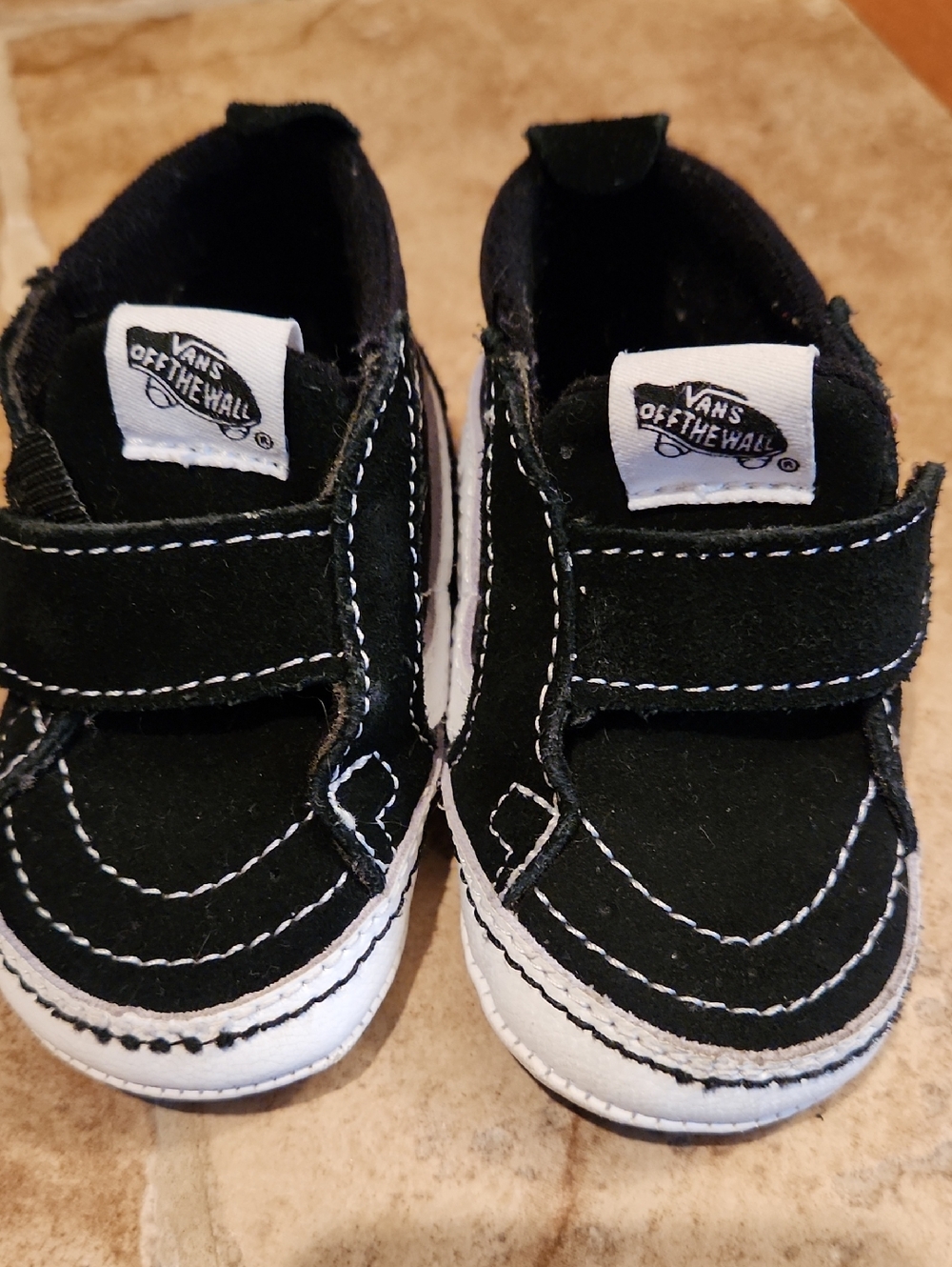 Vans Baby Crib Shoes Black and White Slip-On Sneakers